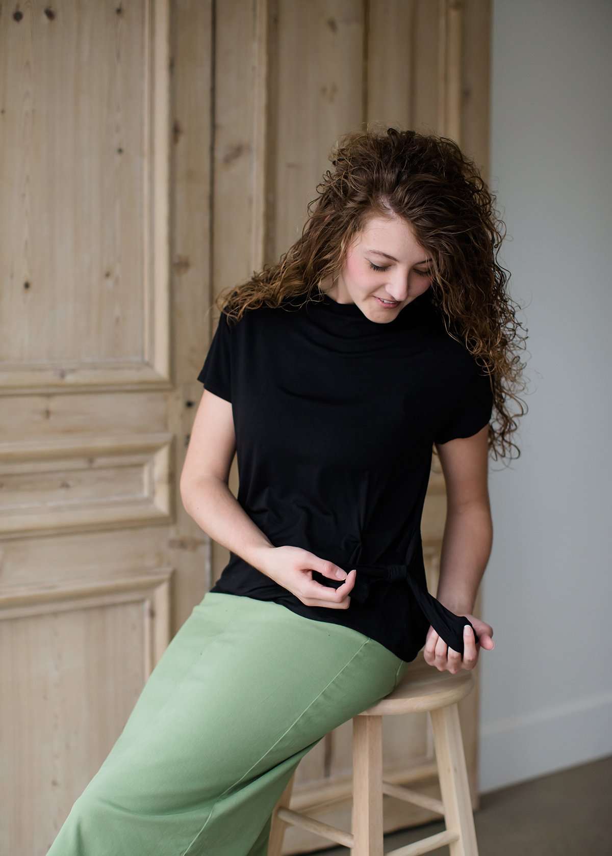 Side Wrap Black Tee - FINAL SALE Tops