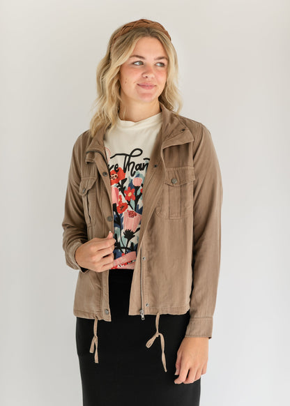 Sloane Classic Utility Knit Safari Jacket FF Tops Brown / S