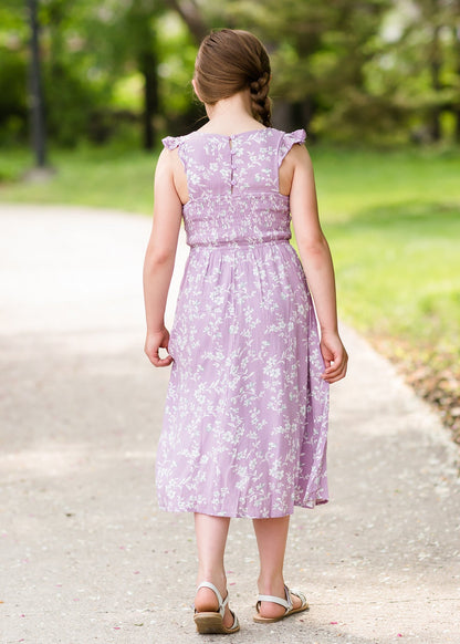 Smocked Floral Midi Dress Dresses