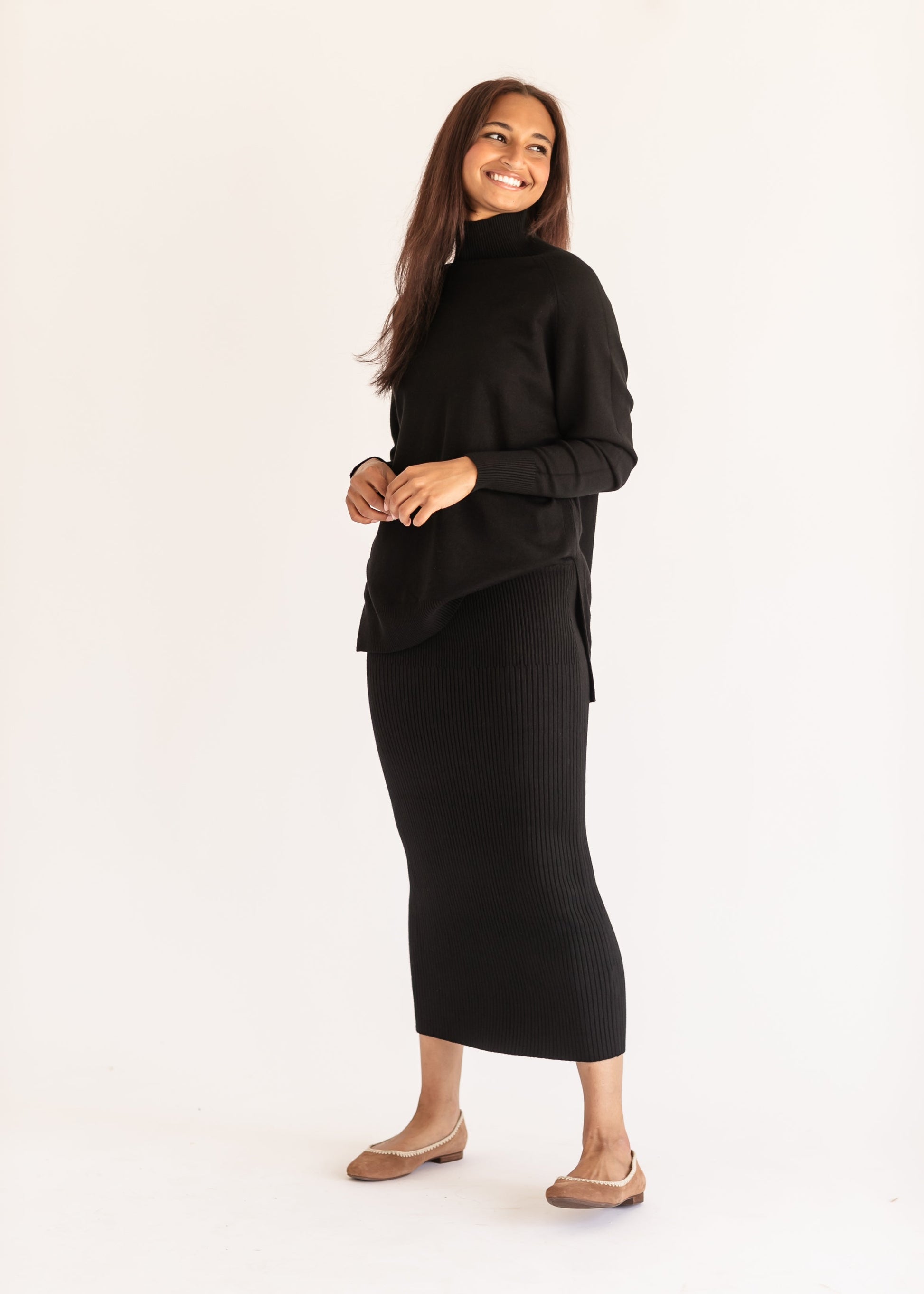 Soft Knit Ribbed Sweater Skirt FF Skirts