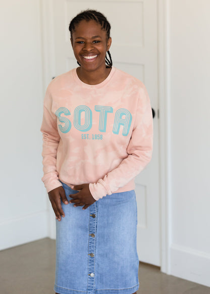 Sota Girl Blush Bleached Crewneck Tops