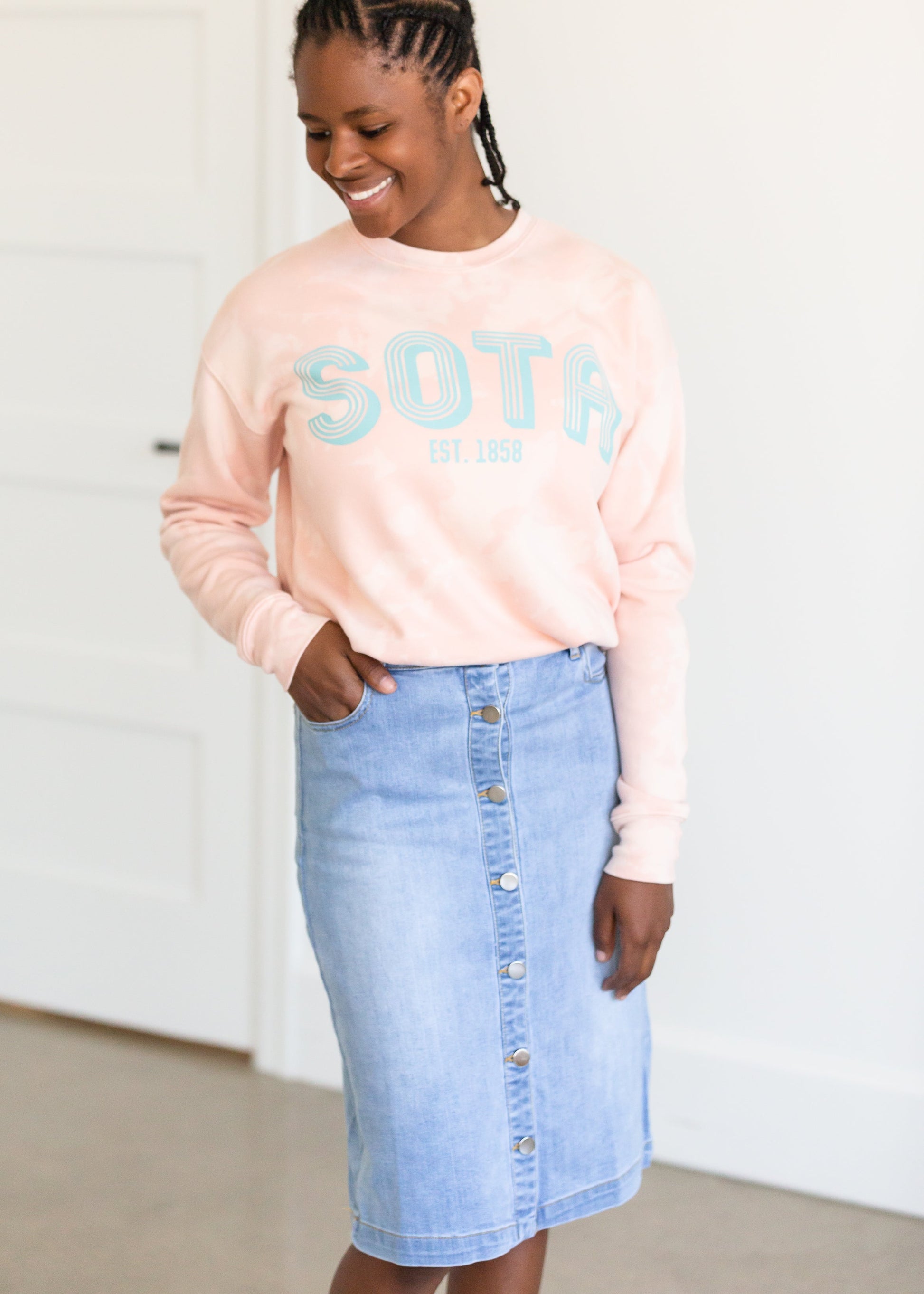 Sota Girl Blush Bleached Crewneck Tops