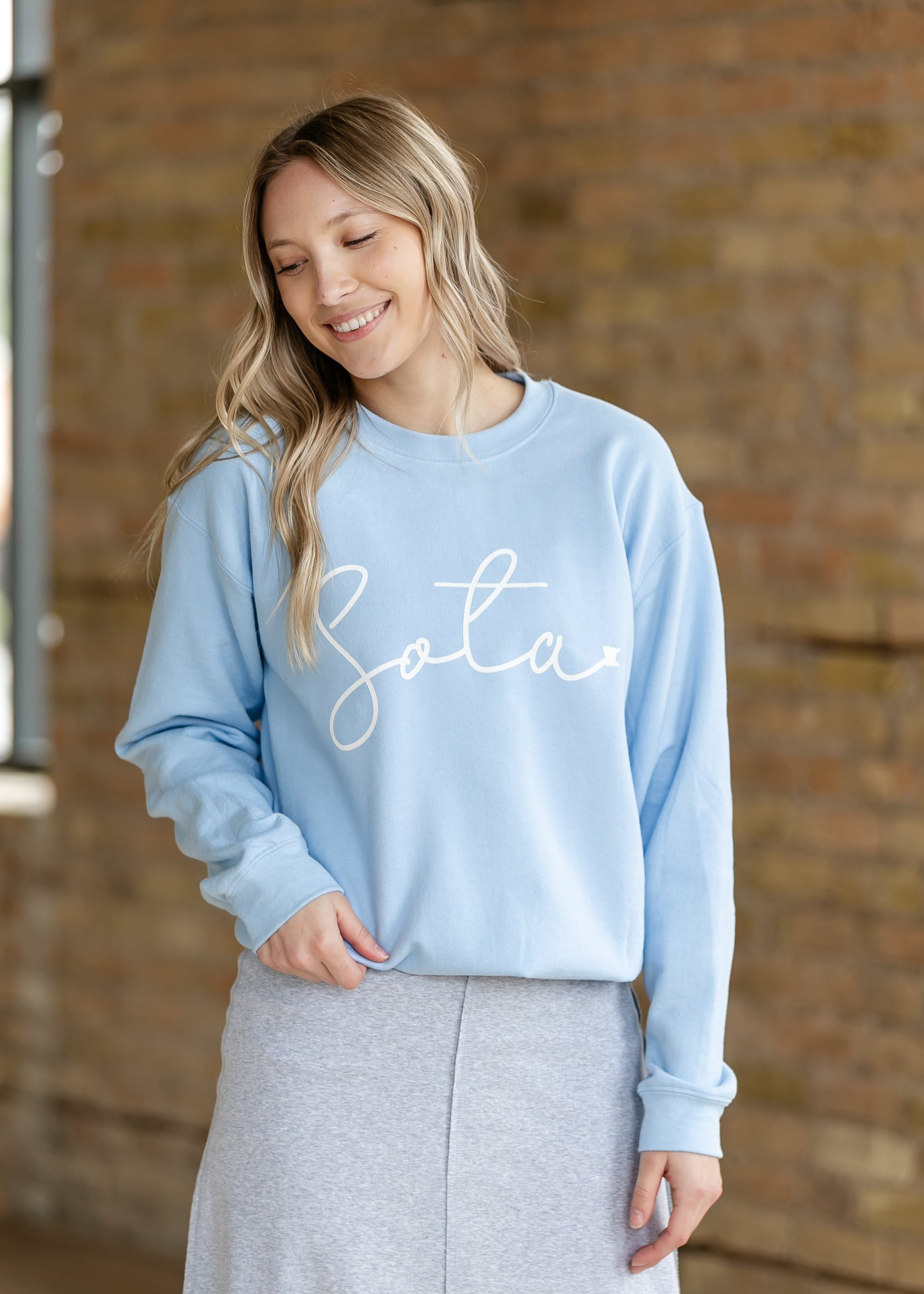 Sota Script Crewneck Sweatshirt FF Tops