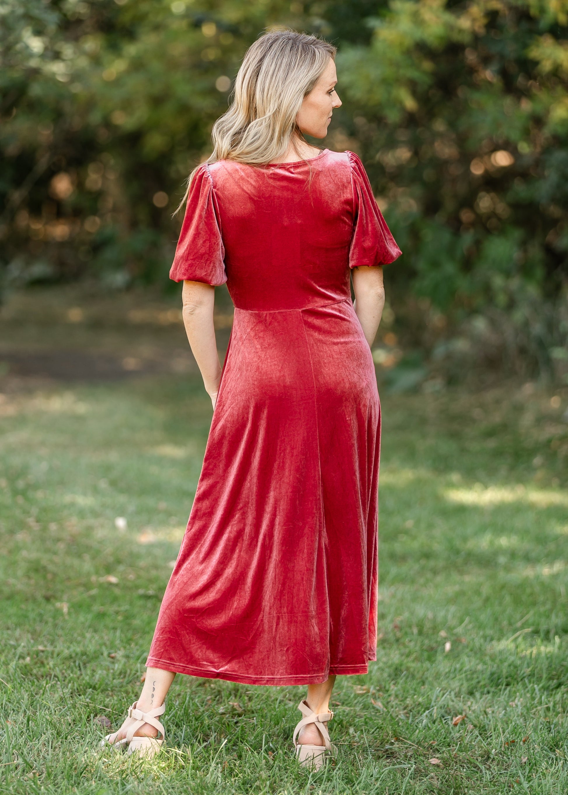 Square Neck Velvet A-line Midi Dress FF Dresses