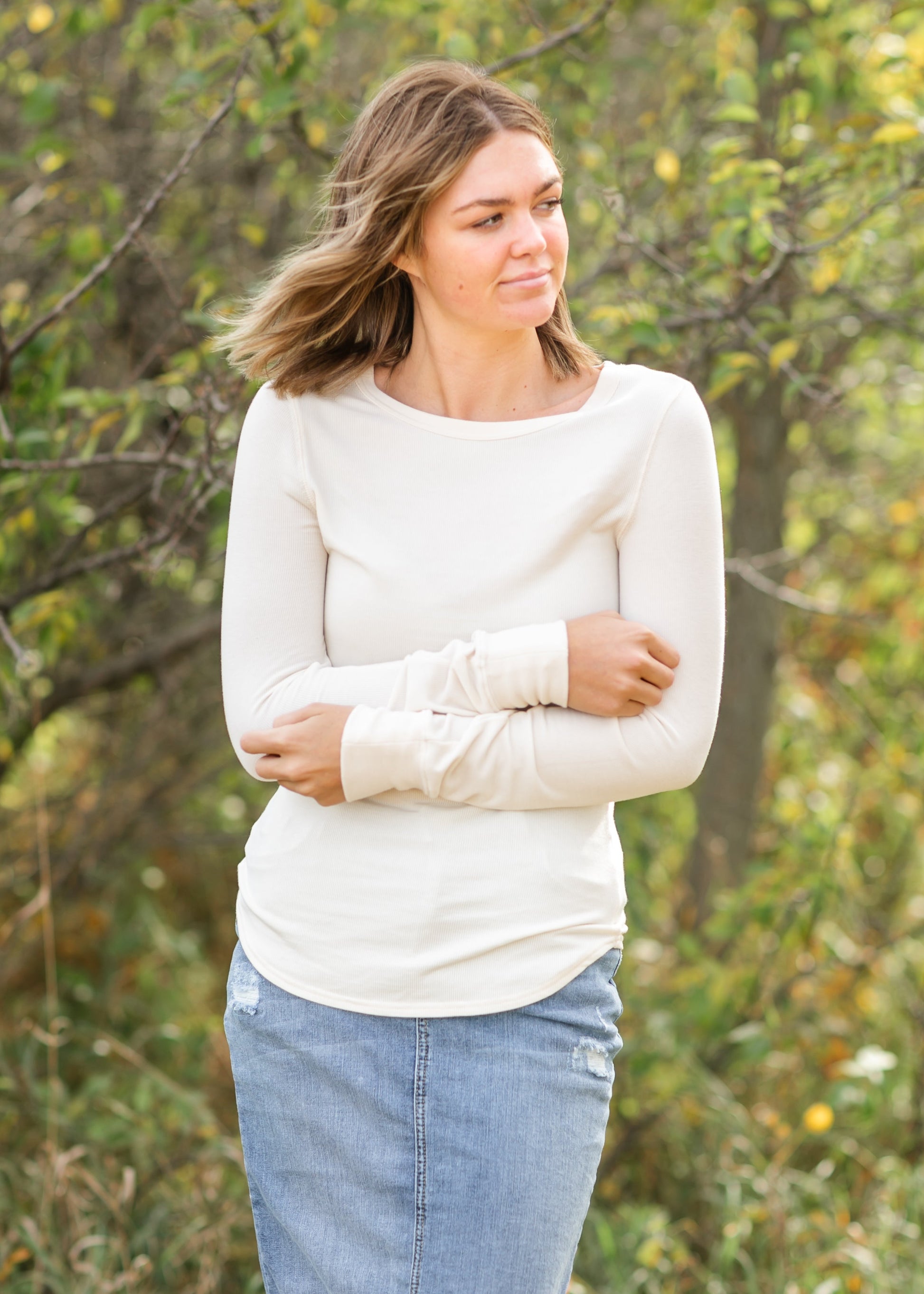 Stacy Knit Crewneck Top FF Tops Ivory / S