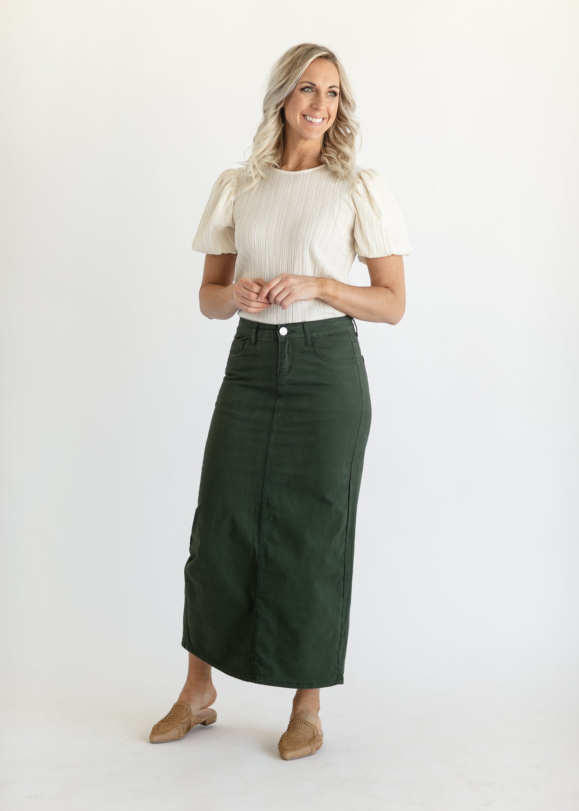 Stella Olive Branch Denim Maxi Skirt IC Skirts