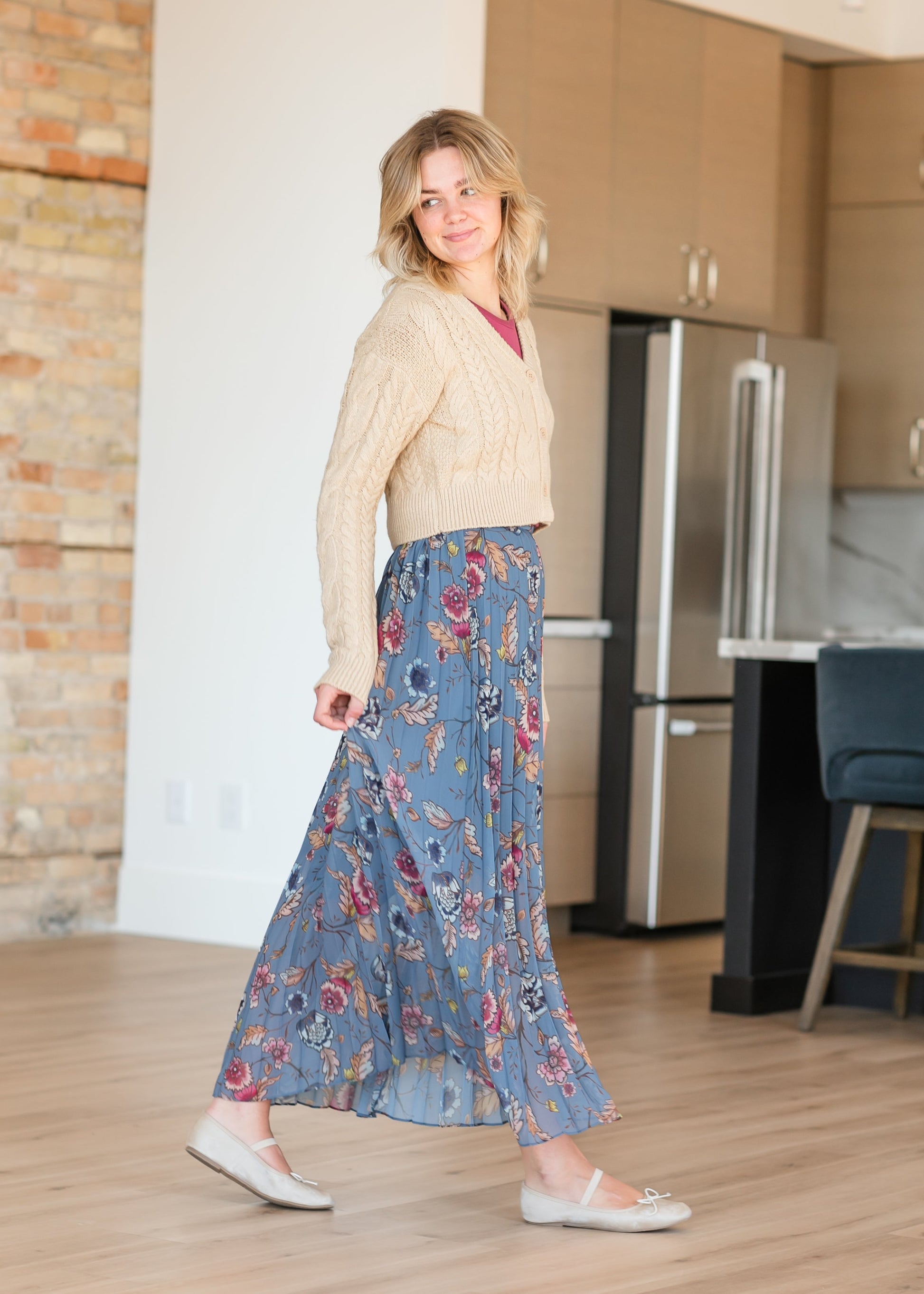 Steve Madden® Coppola Floral Pleated Maxi Skirt FF Skirts