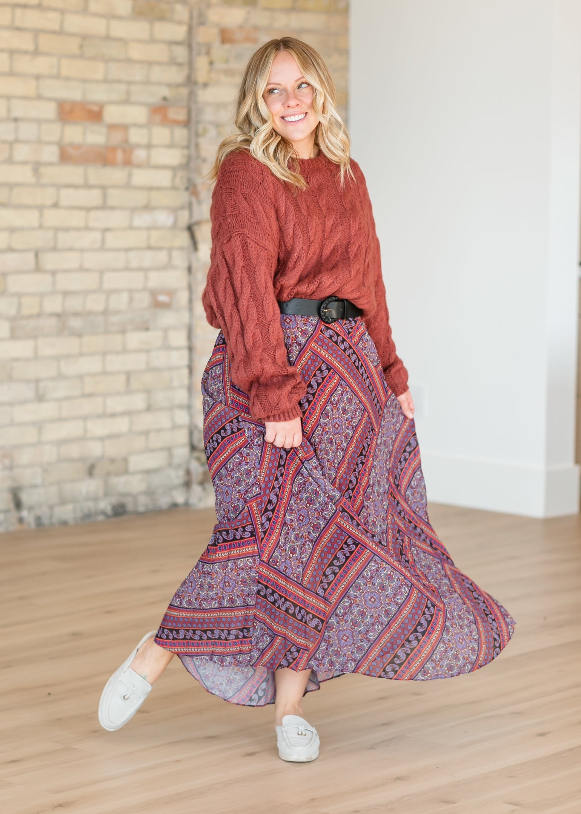 Steve Madden® Coppola Paisley Pleated Maxi Skirt FF Skirts