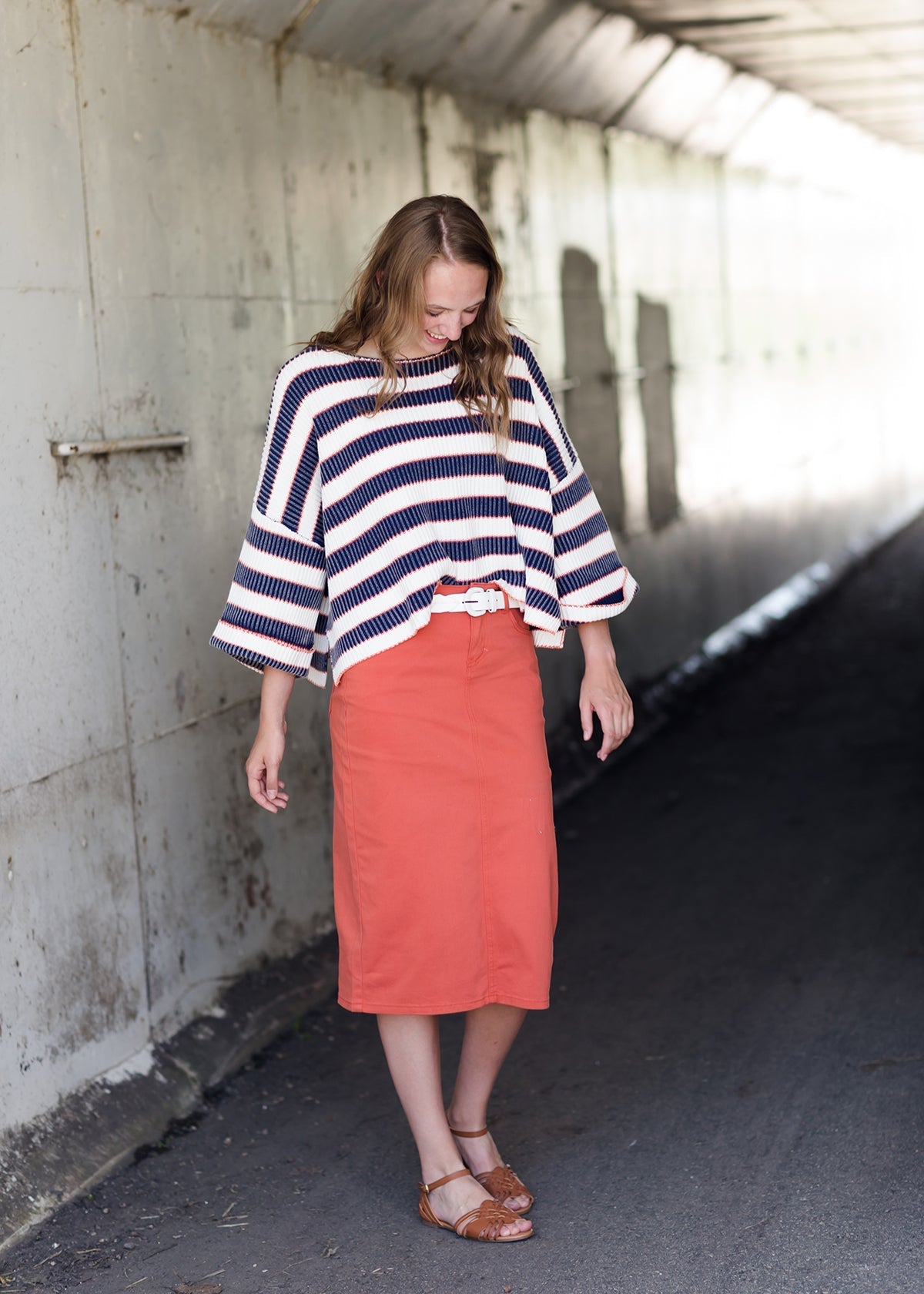 Stone Wash Striped Boxy Sweater - FINAL SALE Tops