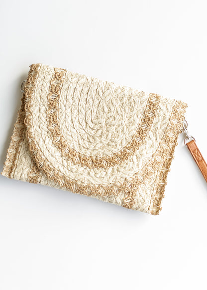 Straw Stitched Natural Clutch Bag Accessory