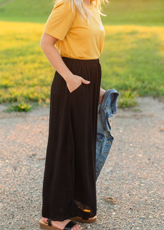 Stretch Waist Gauze Lined Knit Maxi Skirt - FINAL SALE Skirts