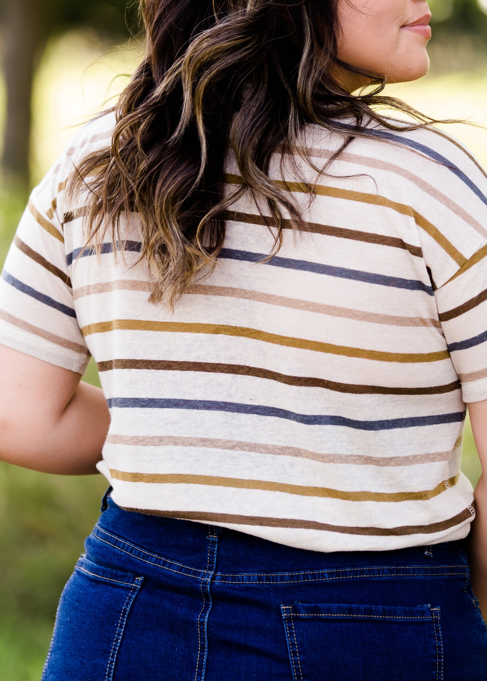 Striped Light Knit Tee - FINAL SALE Tops