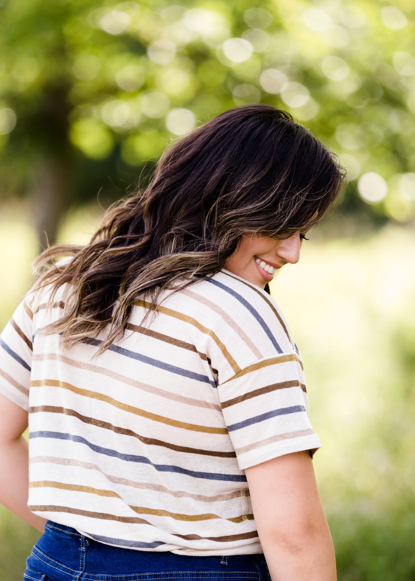 Striped Light Knit Tee - FINAL SALE Tops