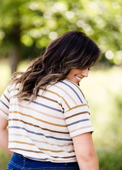 Striped Light Knit Tee - FINAL SALE Tops