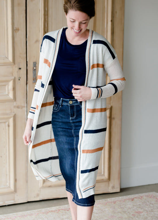 Striped Open Front Duster Cardigan - FINAL SALE Layering Essentials