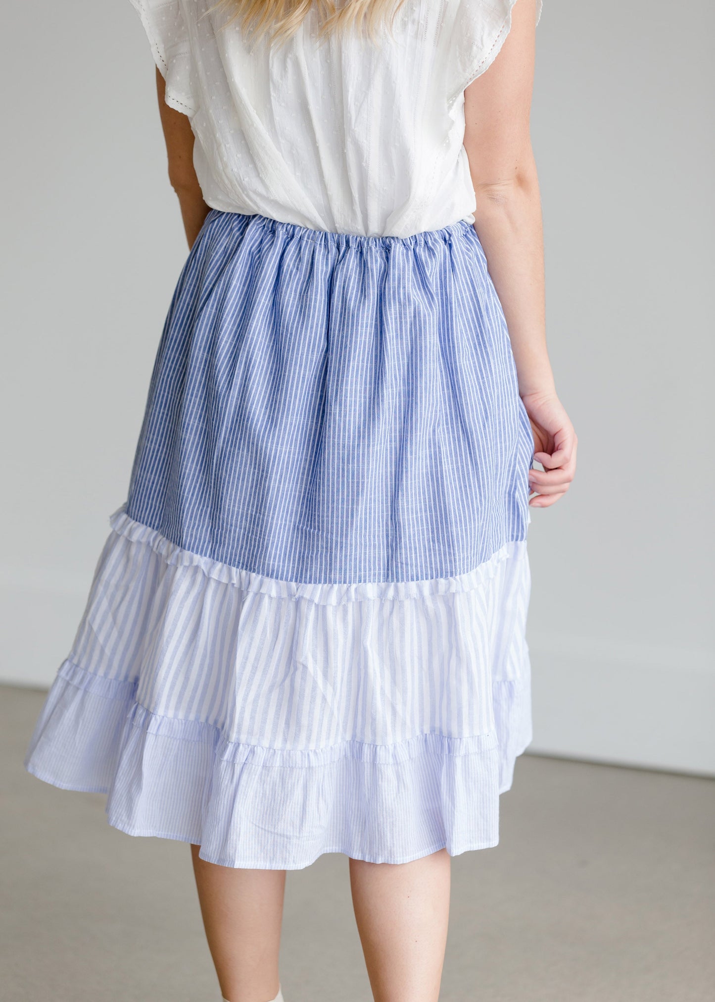 Striped Tiered Cotton Midi Skirt - FINAL SALE Skirts