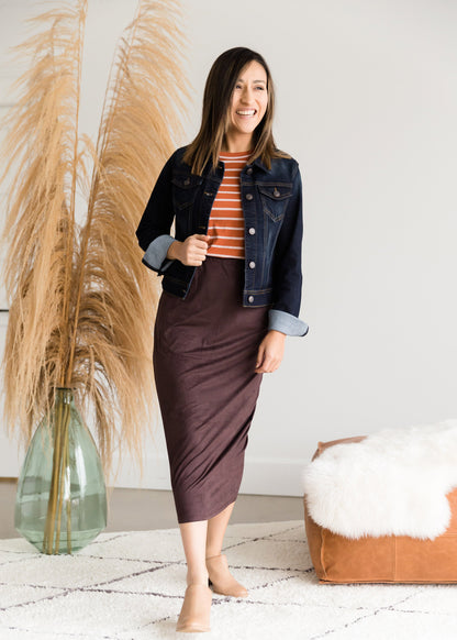 Suede Pencil Midi Skirt - FINAL SALE Skirts