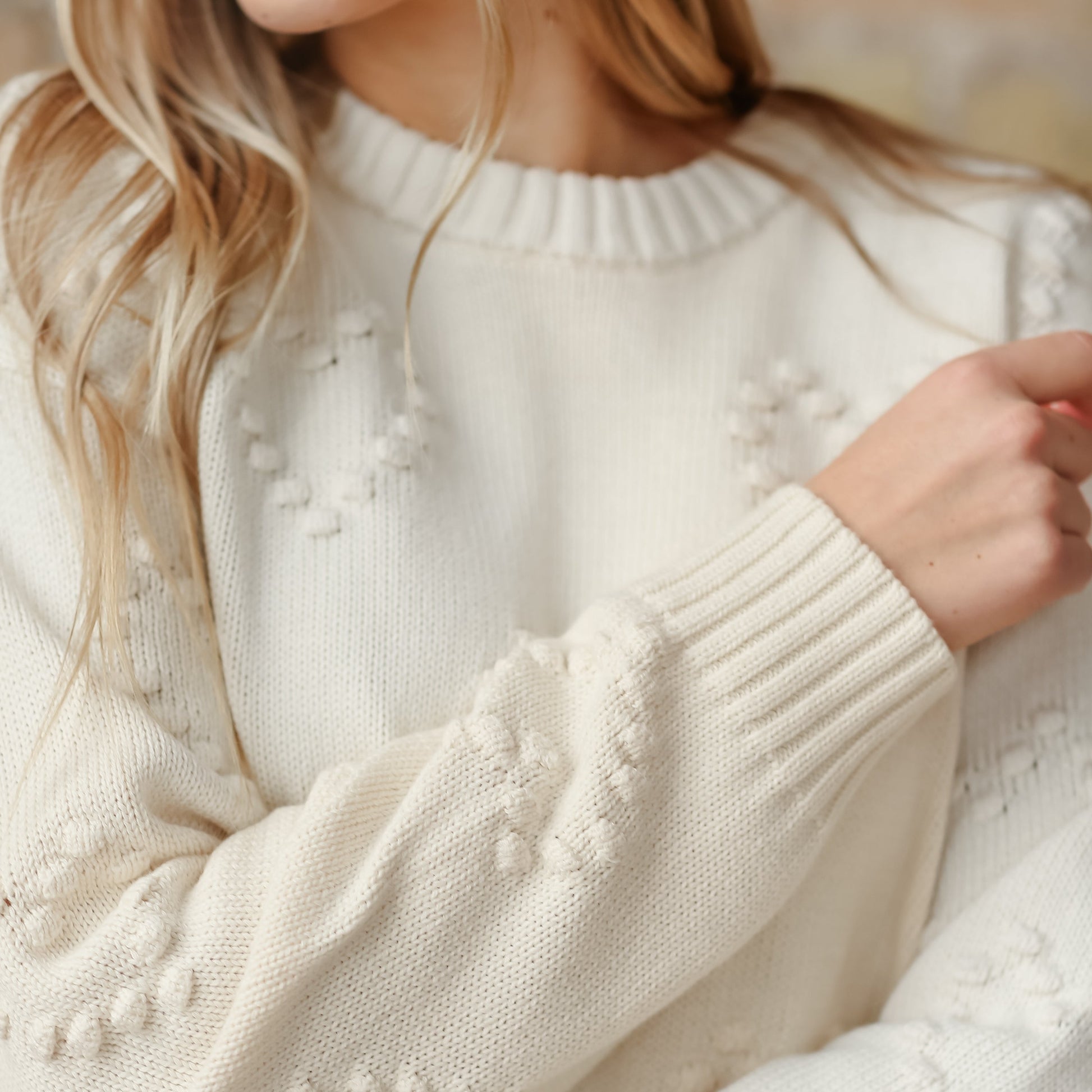 Sweet Thing Embroidered Heart Sweater FF Tops