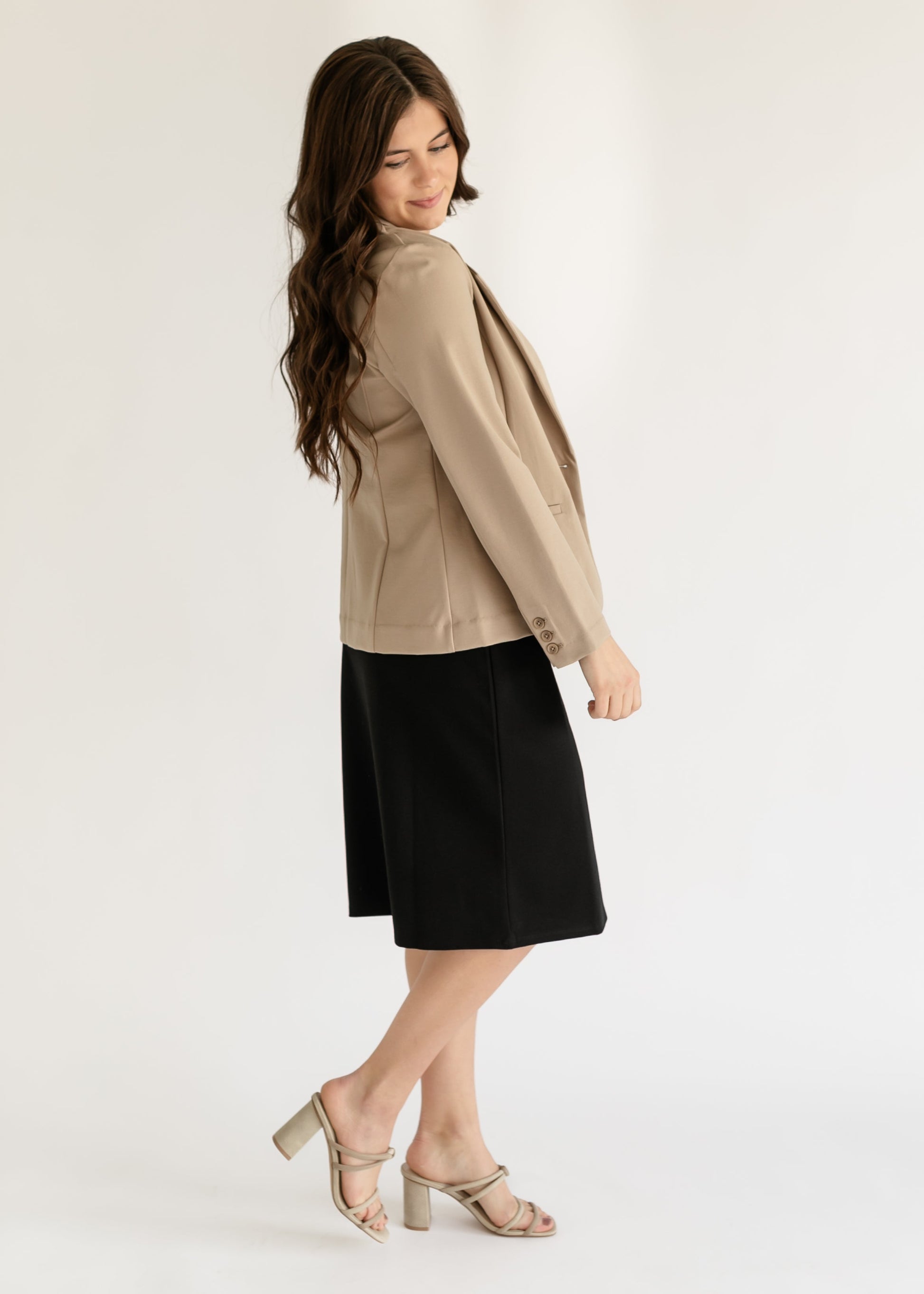 Tan Fitted Single Button Blazer FF Tops