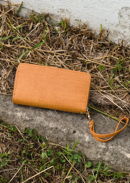 Tan Stitched Double Zipper Wallet Accessories