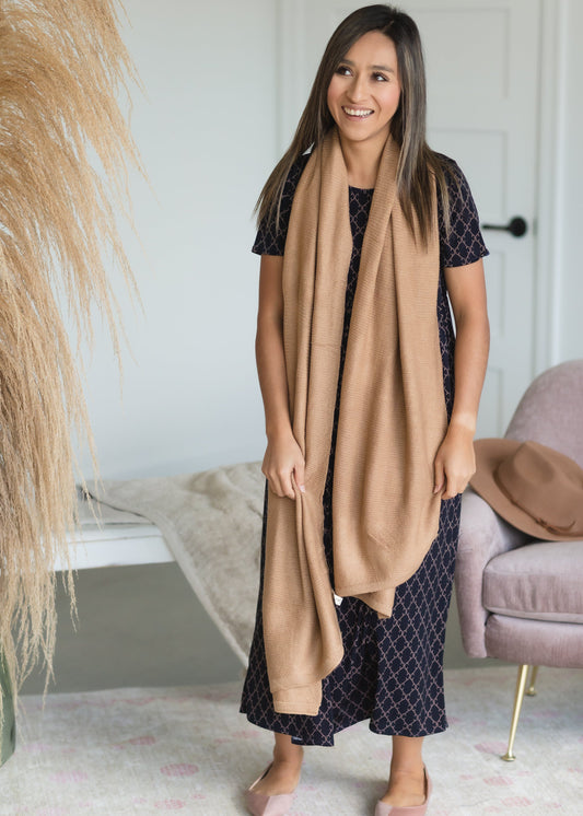 Taupe Knit Stitched Scarf - FINAL SALE Accessories