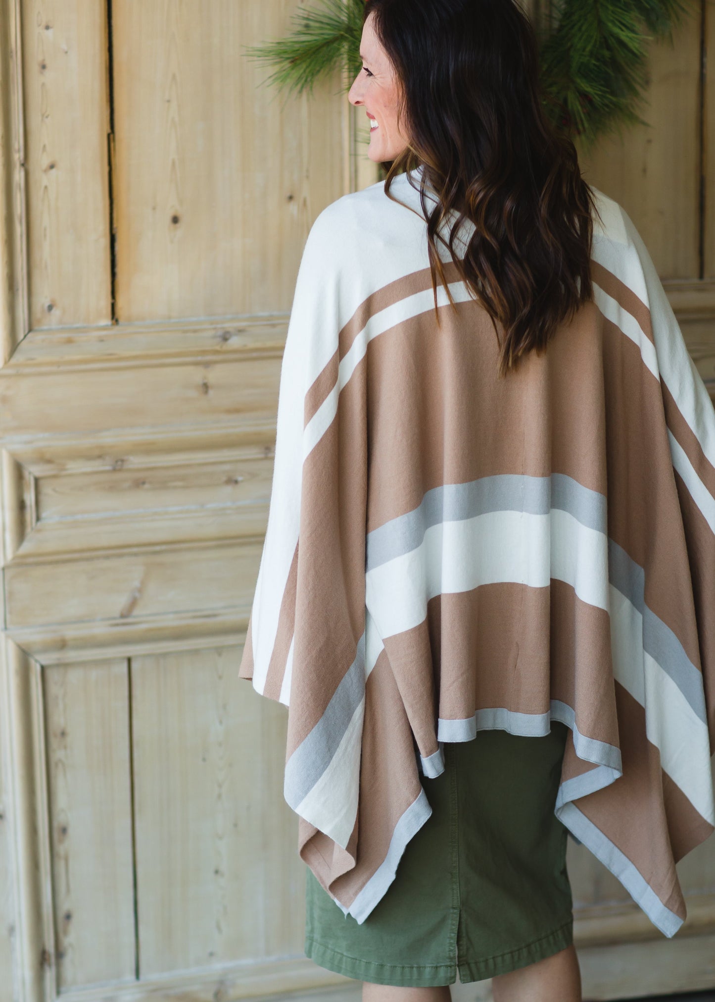 Taupe Multi Stripe Shawl - FINAL SALE Shirt OS