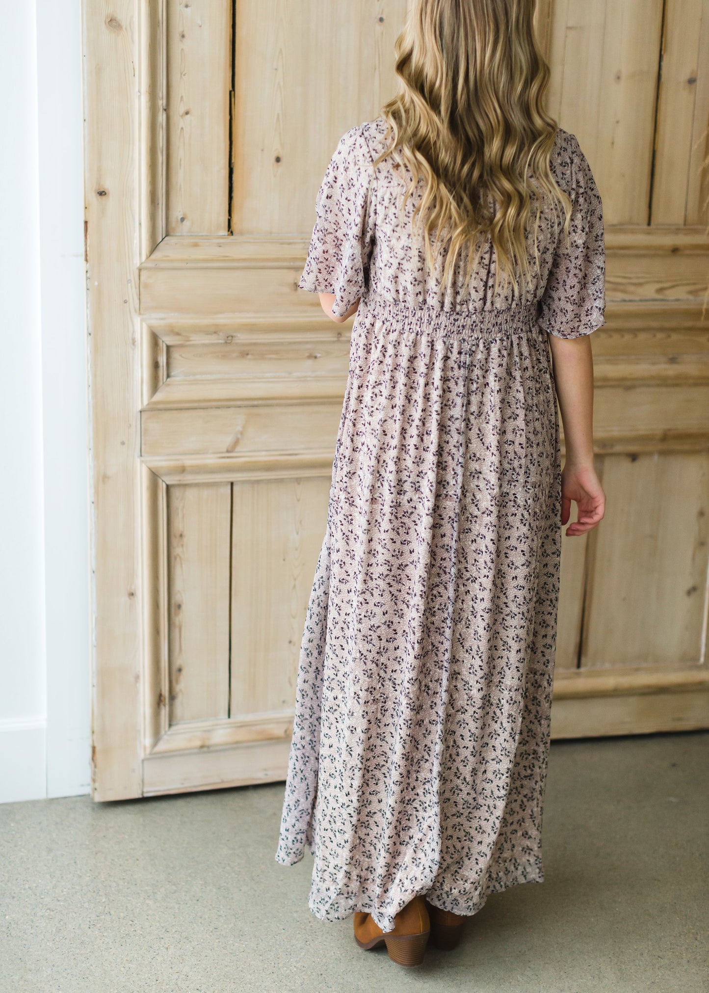 Taupe V-Neck Floral Maxi Dress - FINAL SALE Dresses