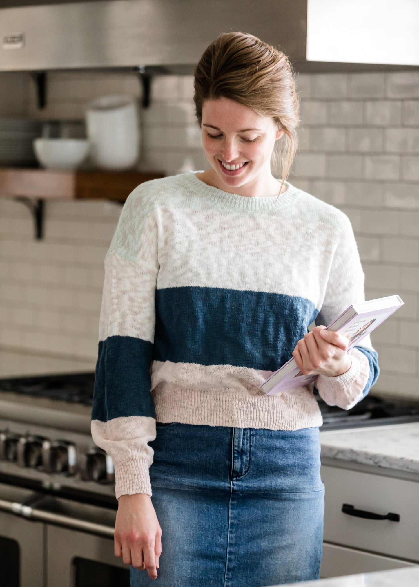 Teal Striped Oversized Sweater - FINAL SALE Tops