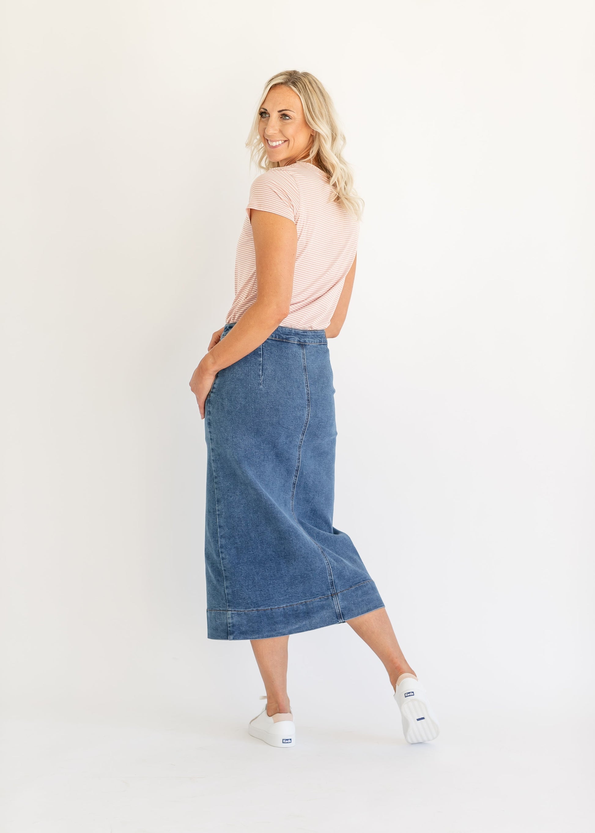 Tess Button Front Midi Skirt FF Skirts