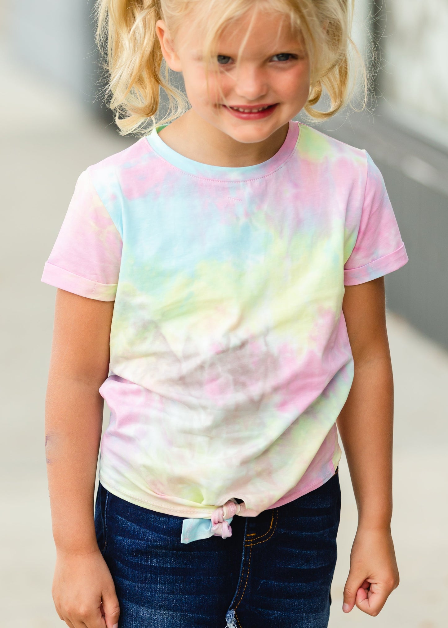 Tie Dye Tie Front Tee - FINAL SALE Girls