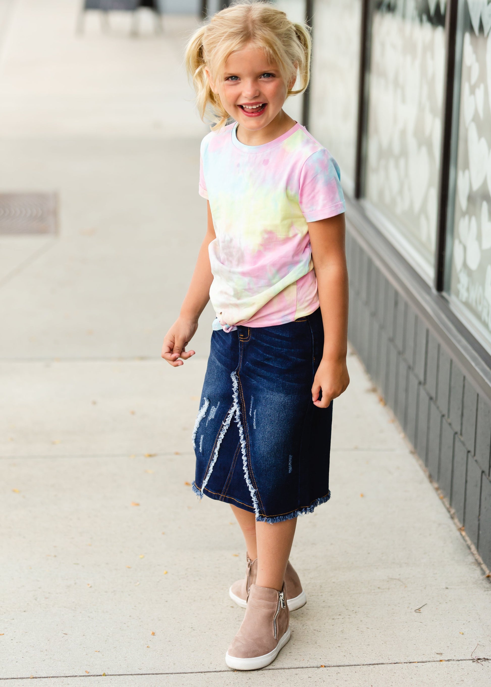 Tie Dye Tie Front Tee - FINAL SALE Girls