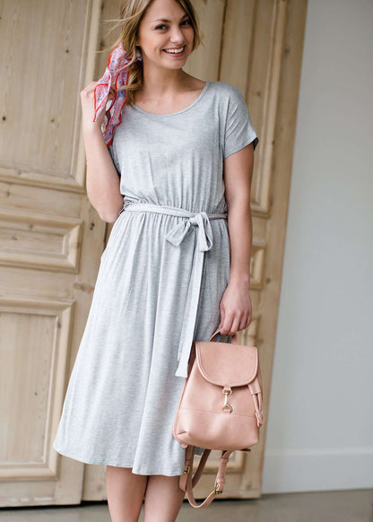 Tie Waist Knit Midi Dress Dresses