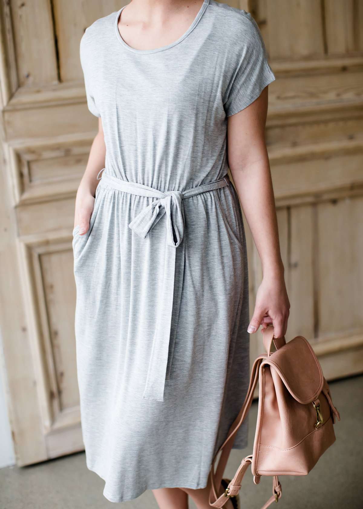 Tie Waist Knit Midi Dress Dresses