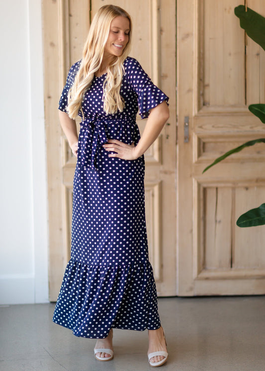 Tie Waist Polka Dot Maxi Dress - FINAL SALE Dresses