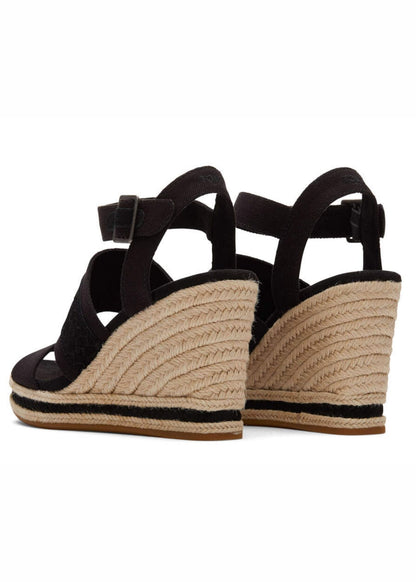 TOMS® Madelyn Black Canvas Wedge Sandal Shoes