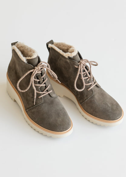 TOMS® Maude Suede Lace Up Wedge Boot Shoes