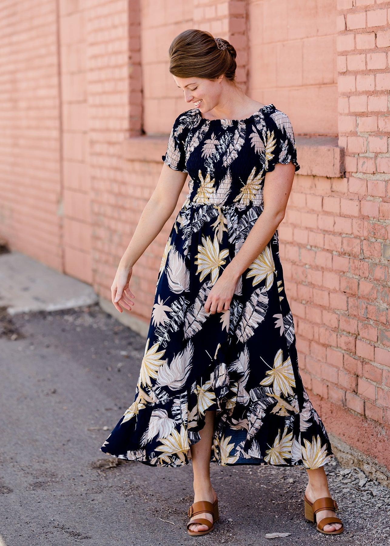 Tropical Hi-Lo Navy Midi Dress - FINAL SALE Dresses