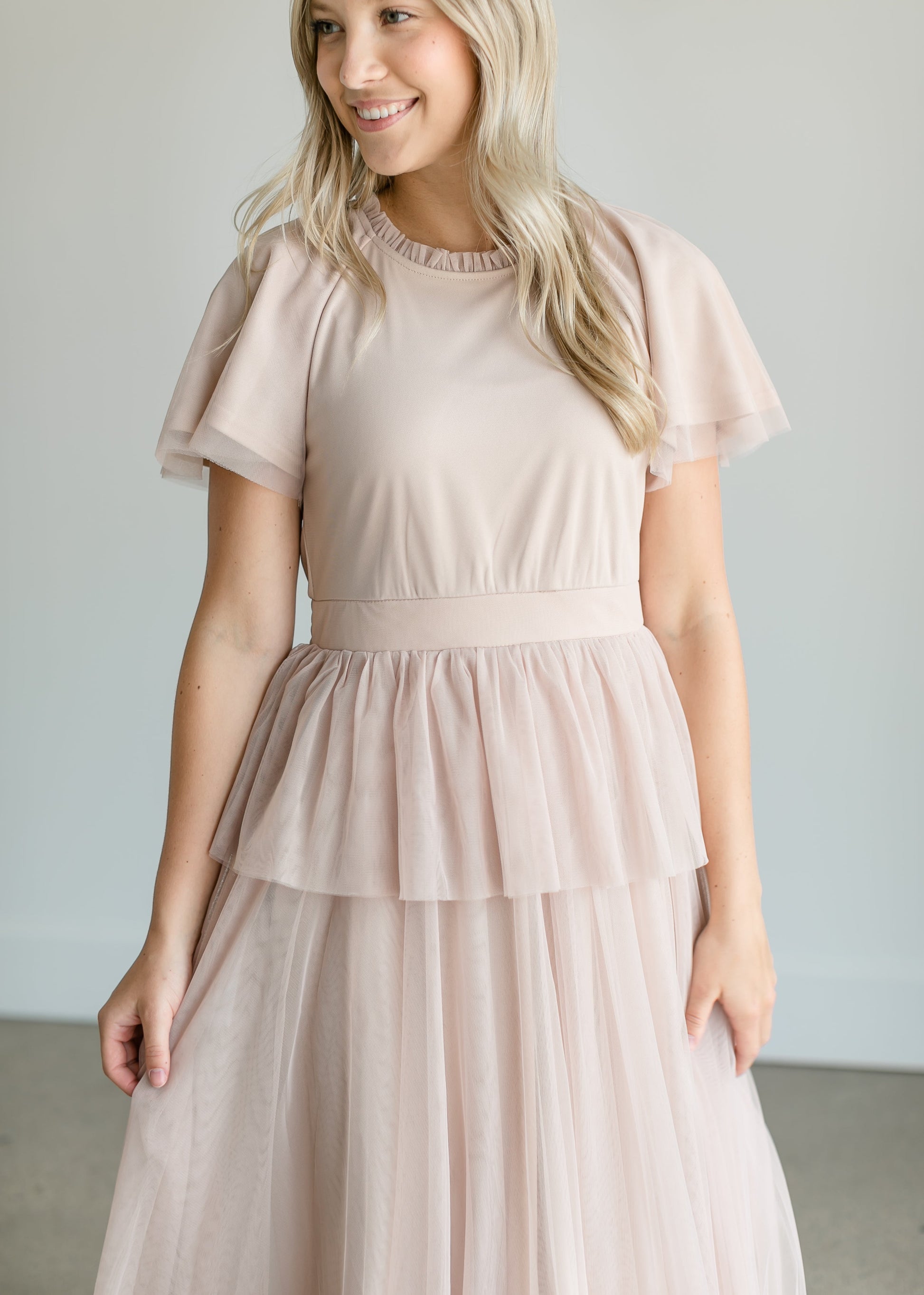 Tulle Tiered Midi Dress Dresses