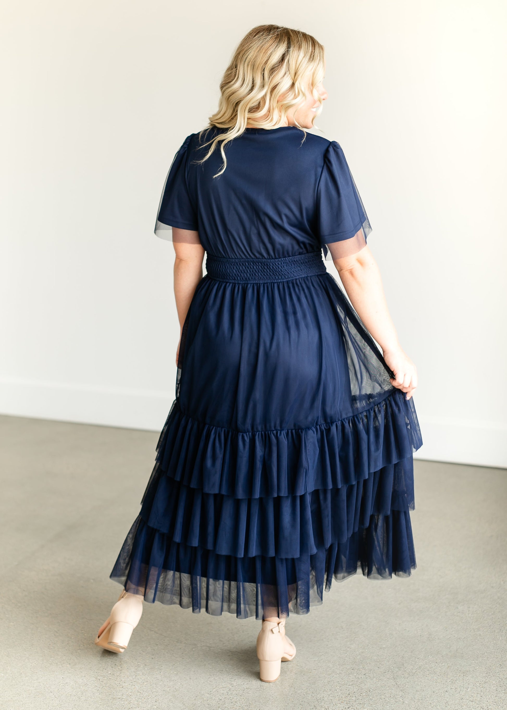 Tulle Tiered Short Sleeve Maxi Dress FF Dresses