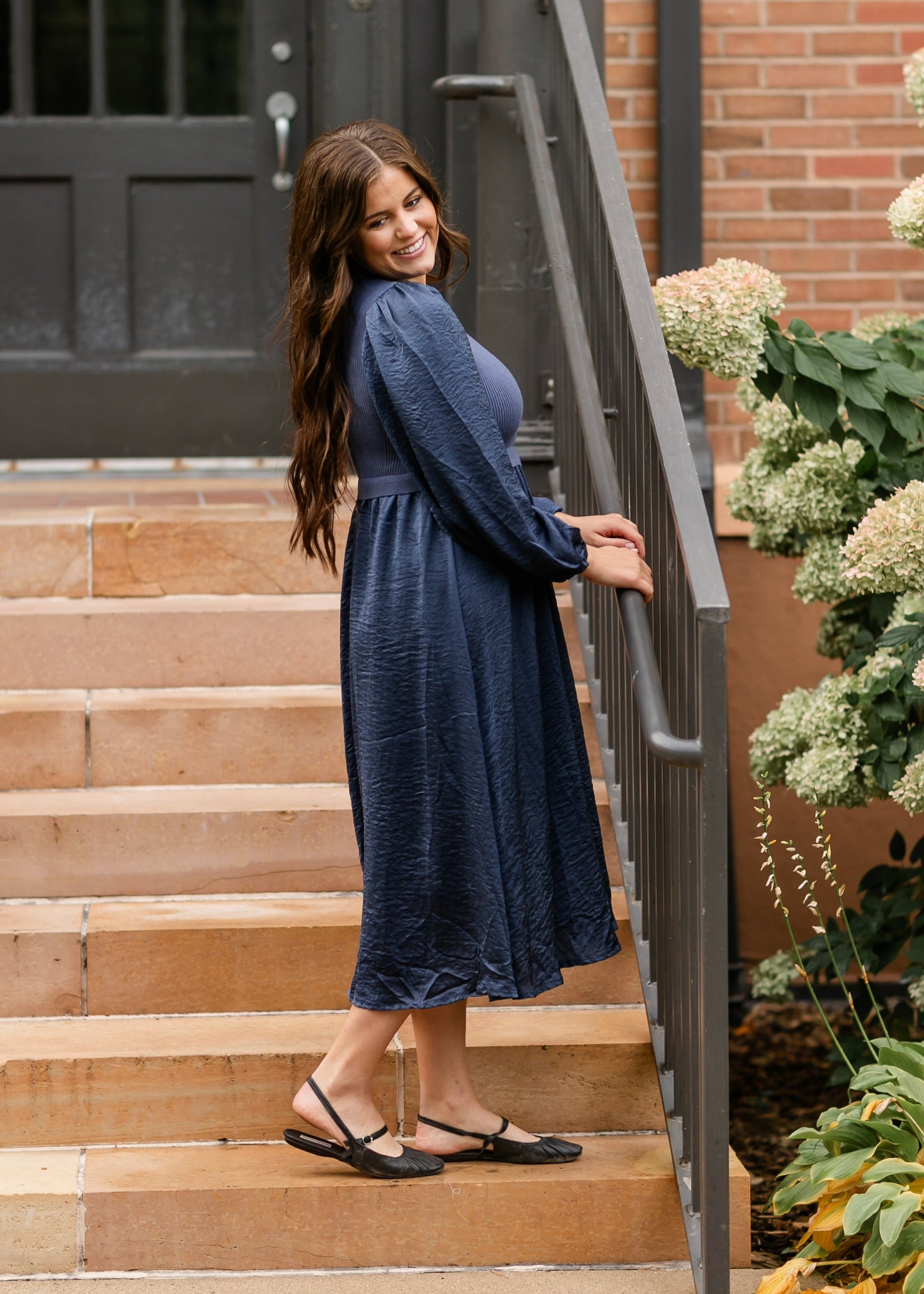 V-neck Sweater Blue Maxi Dress FF Dresses