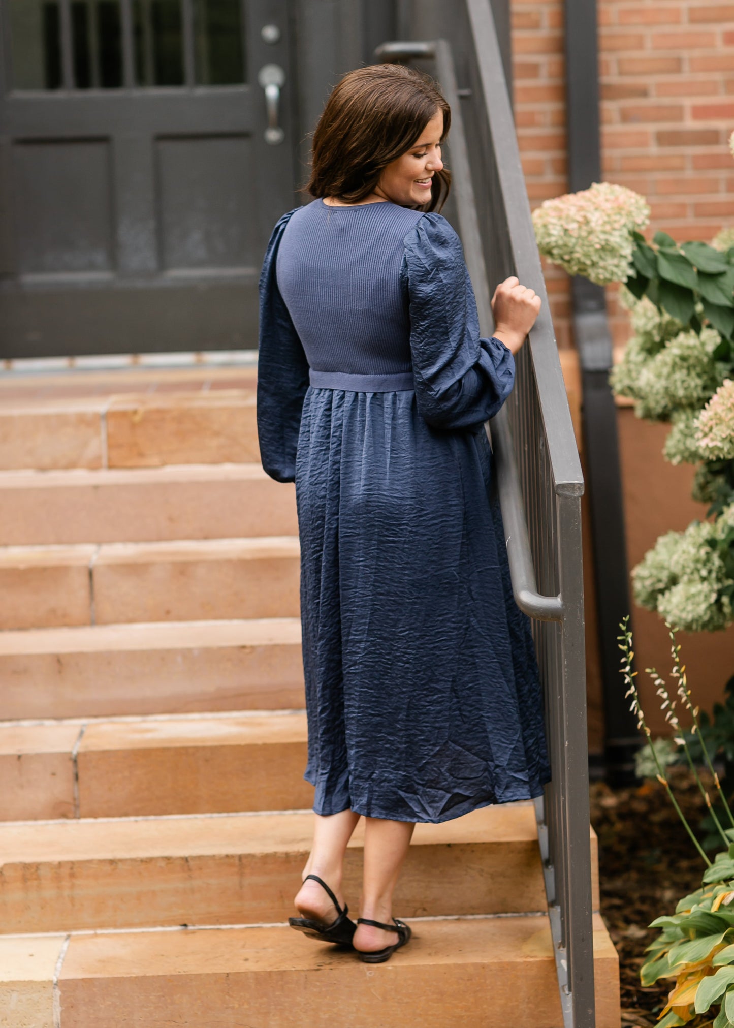 V-neck Sweater Blue Maxi Dress FF Dresses