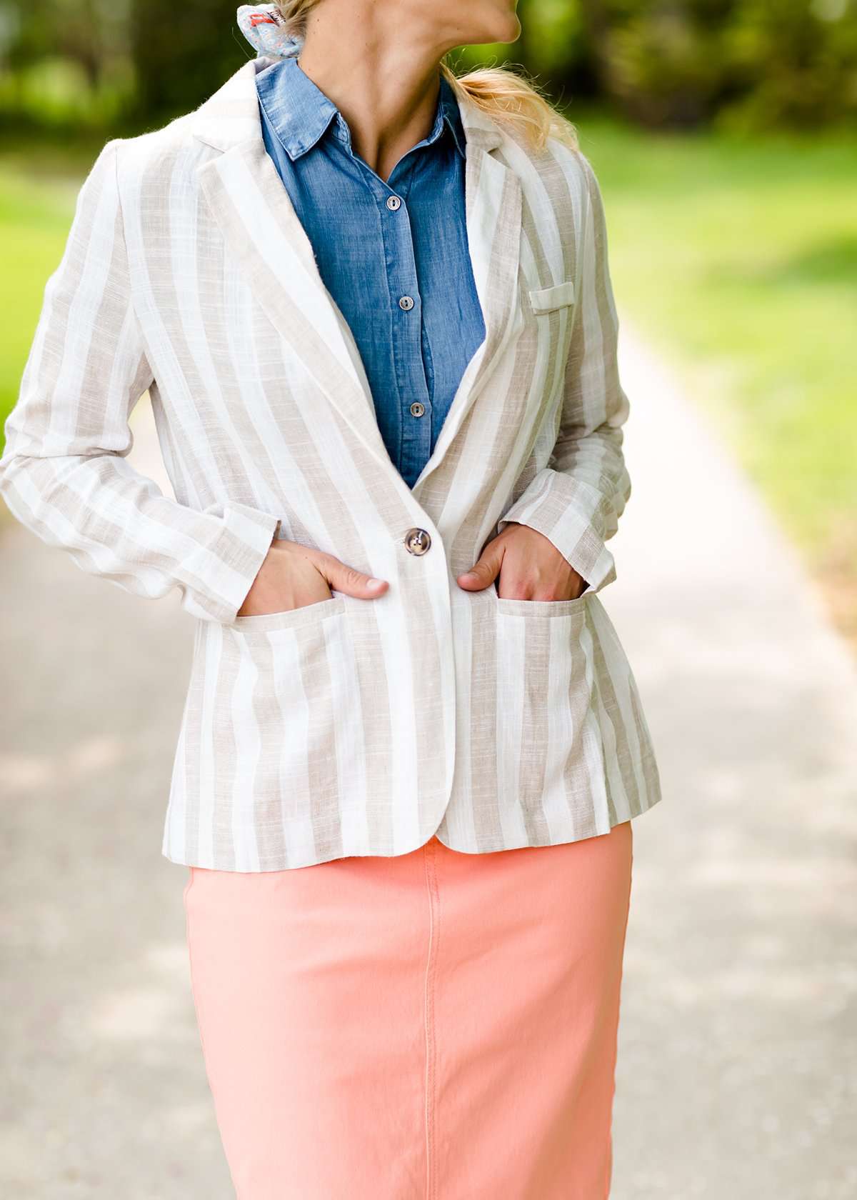 Vertical Striped Blazer Jacket - FINAL SALE Layering Essentials