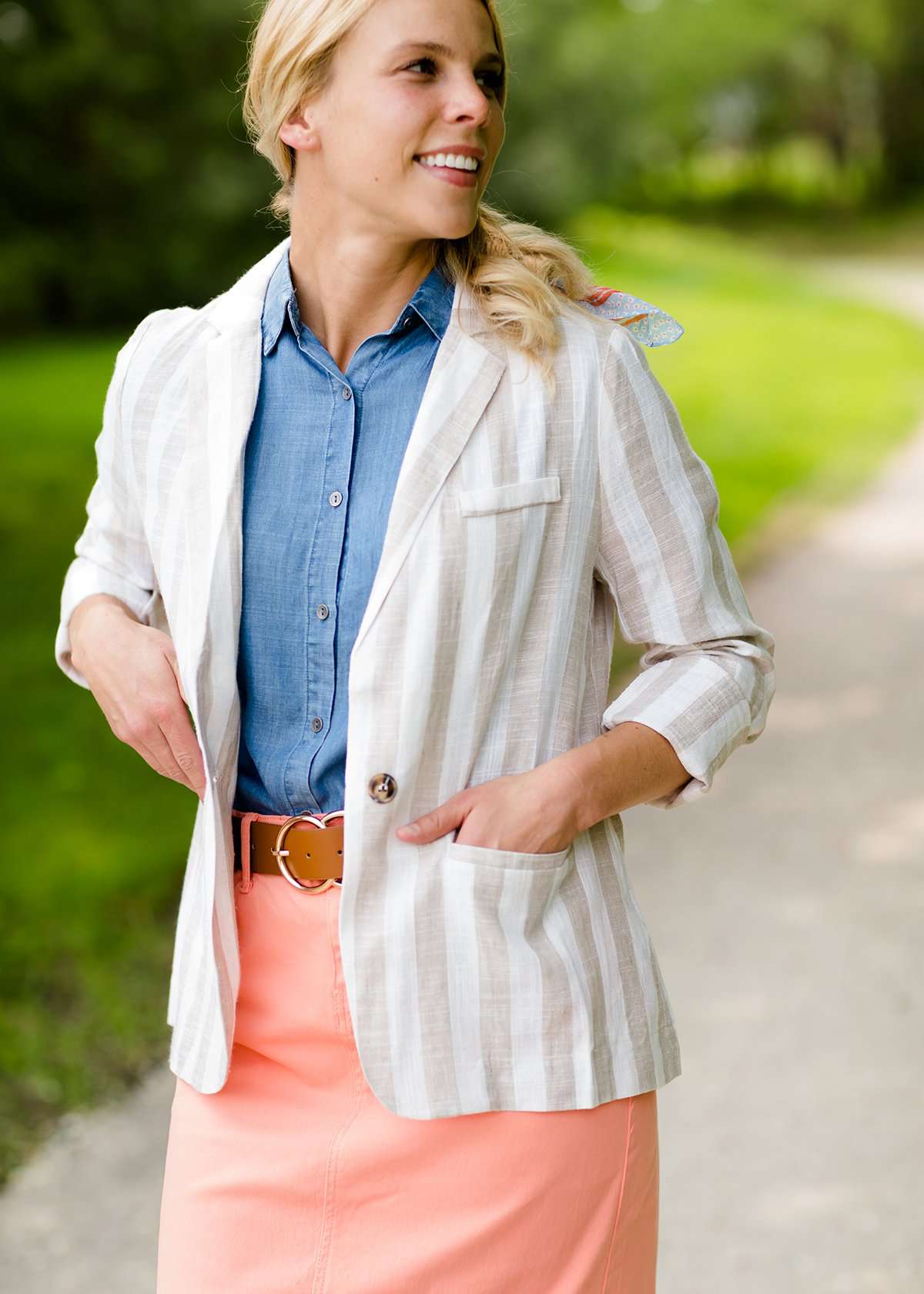 Vertical Striped Blazer Jacket - FINAL SALE Layering Essentials