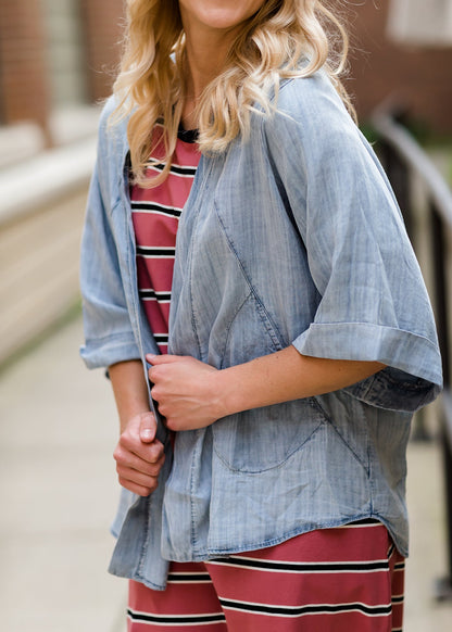 Washed Denim Dolman Open Jacket - FINAL SALE FF Layering Essentials