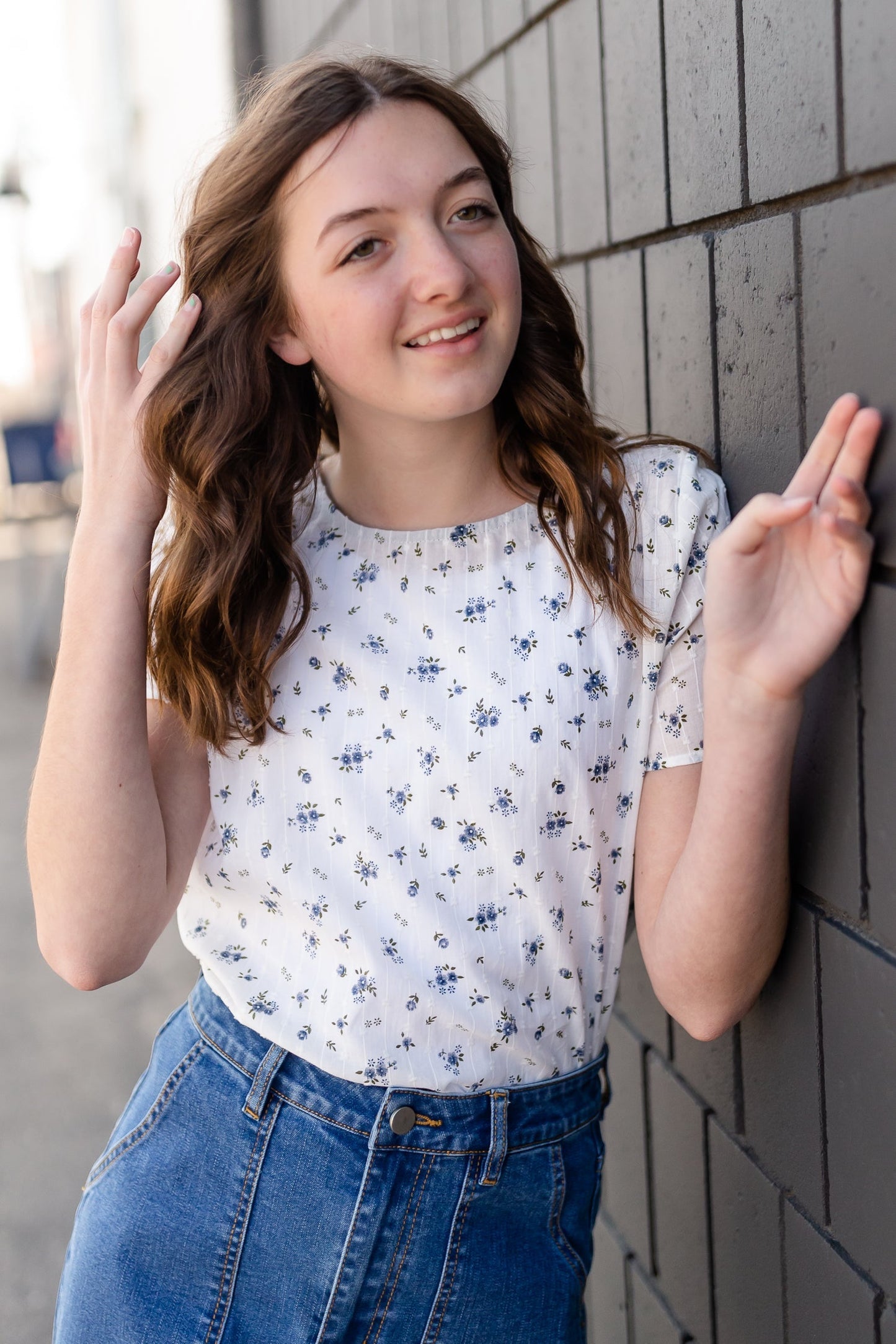 White Dainty Floral Blouse - FINAL SALE FF Tops