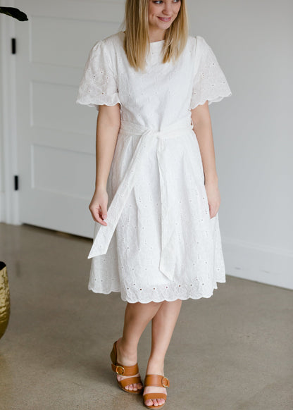 White Lace Detailed Midi Dress - FINAL SALE Dresses