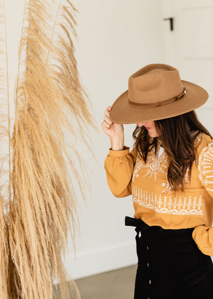 Wool Panama Suede Trim Hat Accessories