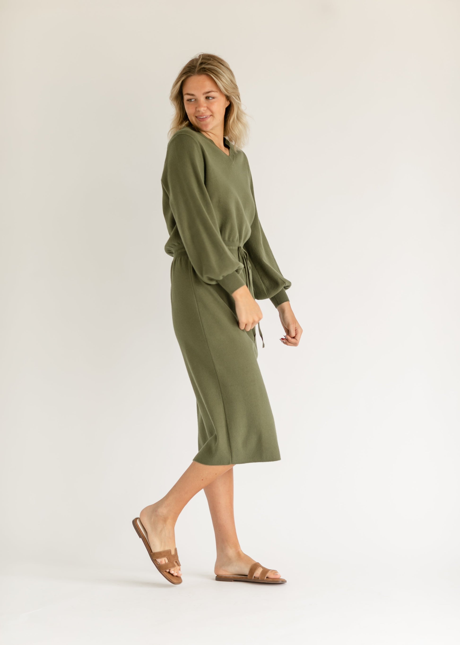 Wren Long Sleeve V-Neck Sweater Dress IC Dresses