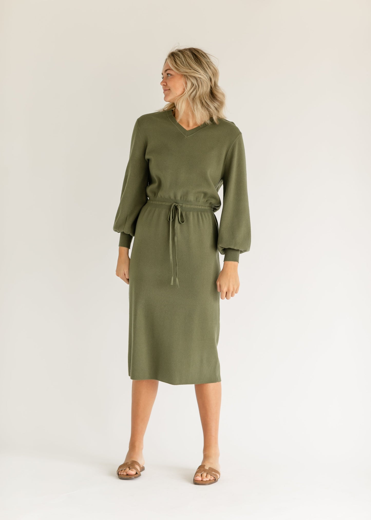 Wren Long Sleeve V-Neck Sweater Dress IC Dresses