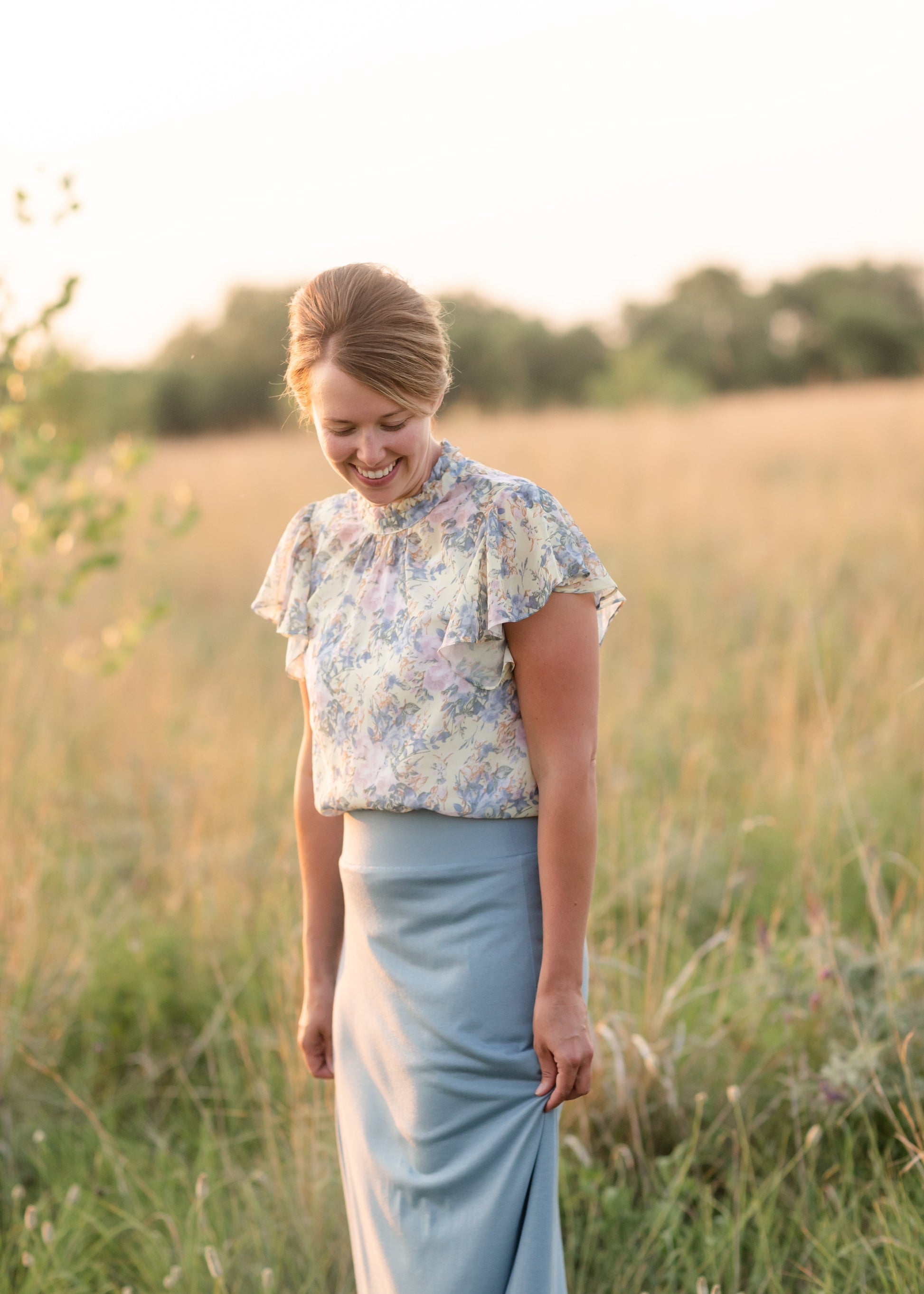 Yellow Floral Ruffle Sleeve Top - FINAL SALE FF Tops